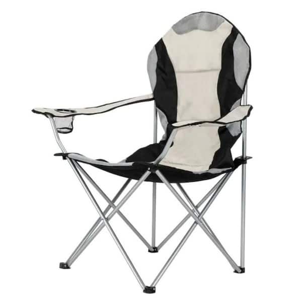 Portable Folding Camping Chair-Lightweight, Durable  and  Compact for Fishing, Outdoor Travel (Black/Gray)