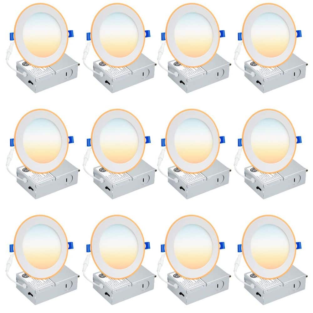 6 in. Slim Adjustable 5CCT Canless Dimmable w/Night Light Integrated LED Recessed Downlight Kit ETL Listed, 12-PACK price history on PriceWatchPro