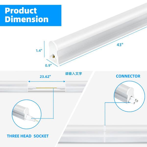 WYZM 4 ft. 80-Watt Equivalent LED White T5 5000K ETL Listed, Linkable,Ofiice Garage Shop Light 2200 Lumens(6-Pack)