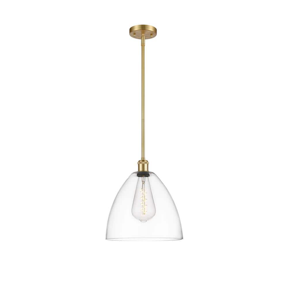 Innovations Bristol Glass 60-Watt 1 Light Satin Gold Shaded Mini ...