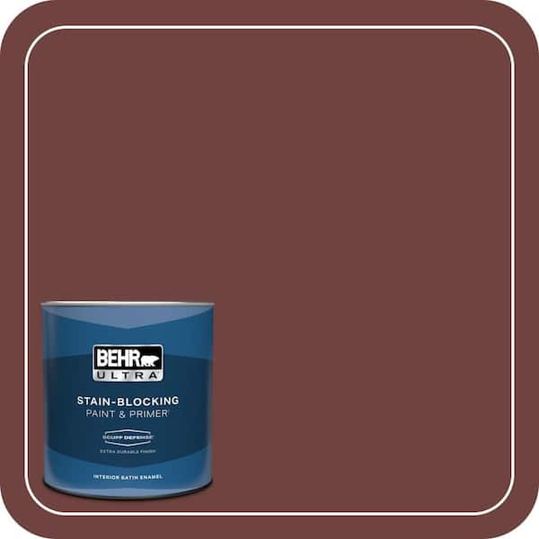 BEHR ULTRA 1 qt. #ICC-82 Library Red Extra Durable Satin Enamel Interior Paint & Primer
