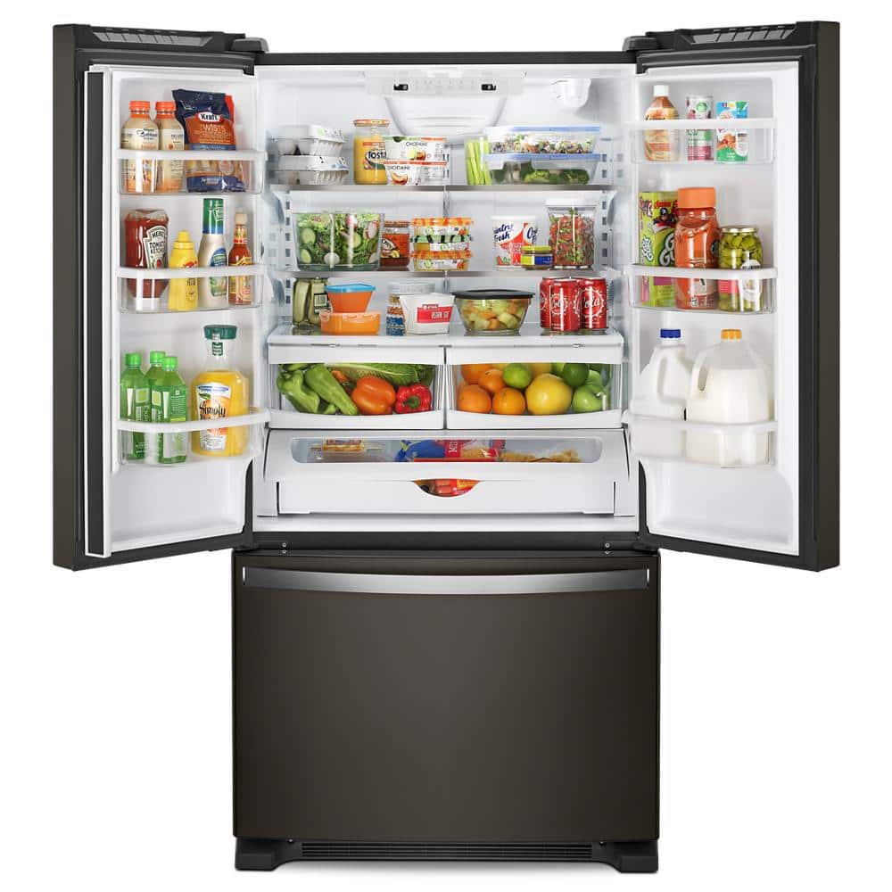 Whirlpool 36" Wide Black Stainless Steel French Door Refrigerator