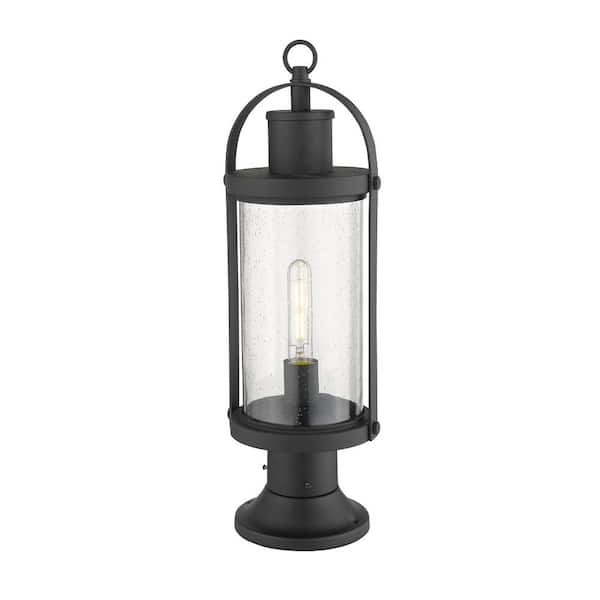Unbranded Roundhouse 22.5 in. 1-Light Black Aluminium Hardwired Outdoor Weather Resistant Pier Mount Light With No Bulb Included