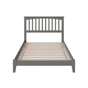 Mission Grey Full Solid Wood Frame Low Profile Platform Bed with Attachable USB Device Charger