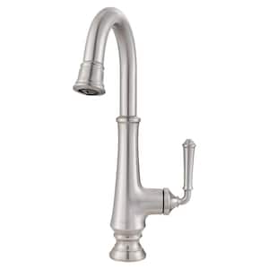 Delancey Single-Handle Bar Faucet with Pull-Down Spray in Stainless Steel
