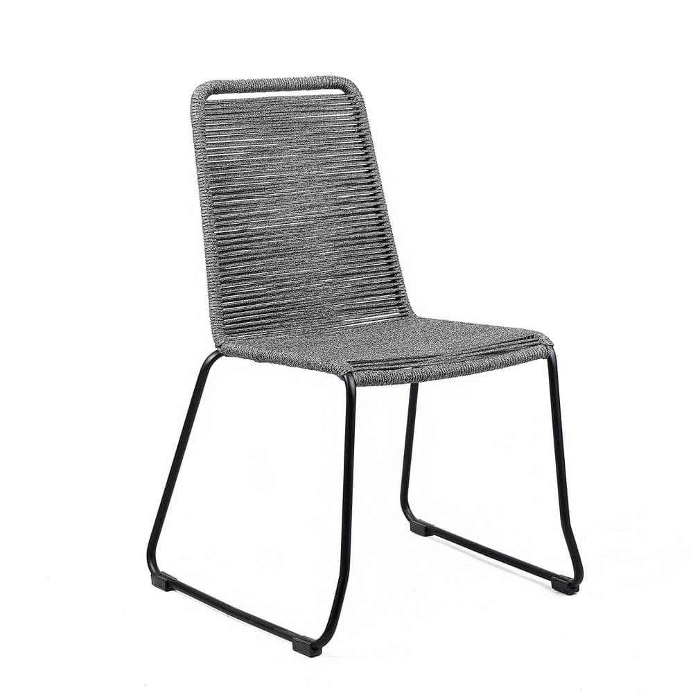 Gray and Black Eucalyptus Wood 6-Piece Outdoor Dining Set