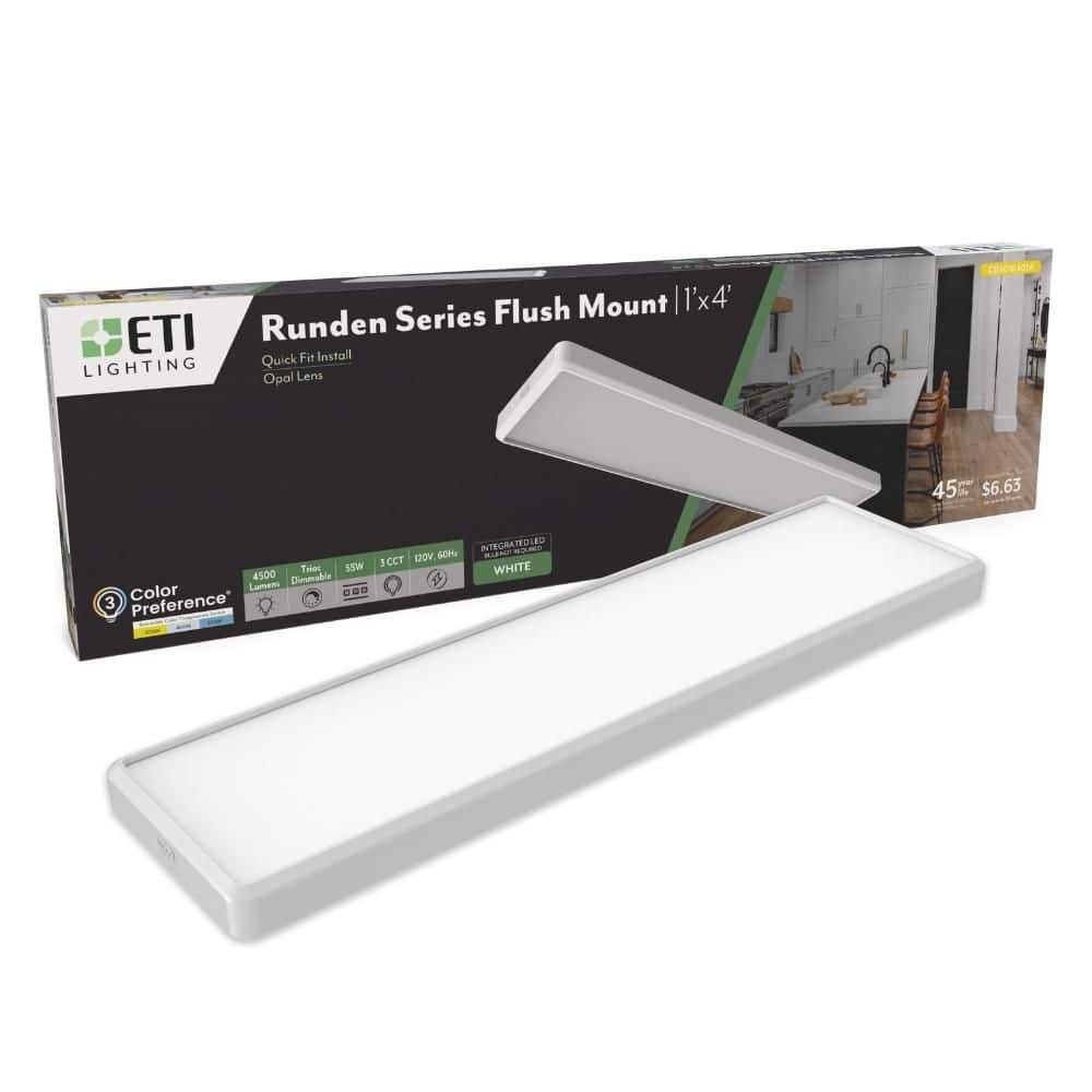 RUNDEN 4 ft. x 12 in. White Modern LED Flush Mount Ceiling Light 4700LM 55W Adjustable CCT Easy Install Dimmable price history on PriceWatchPro