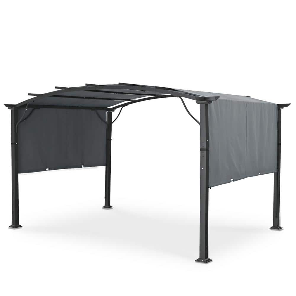10 ft. x 13 ft. Aluminum Outdoor Pergola with Slightly Arched Canopy and Gray Retractable Shade price history on PriceWatchPro