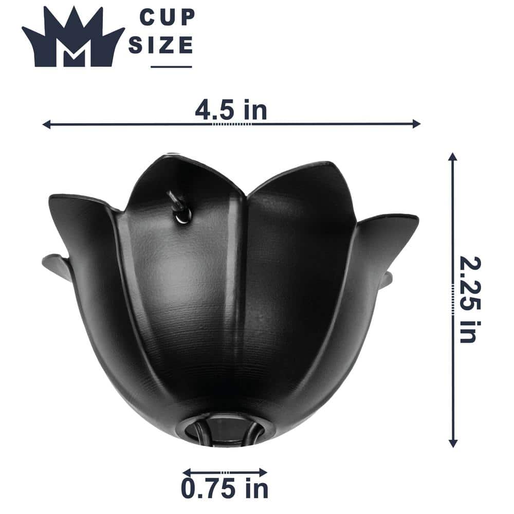 8.5 ft Black Aluminum Lotus Flower Rain Chain