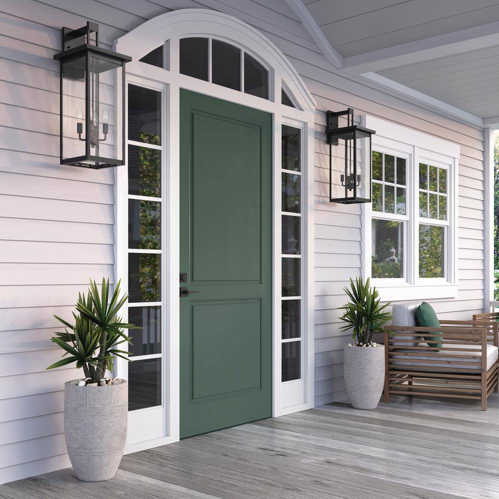 Black Steel 27" Outdoor Wall Sconce with Clear Glass Shade