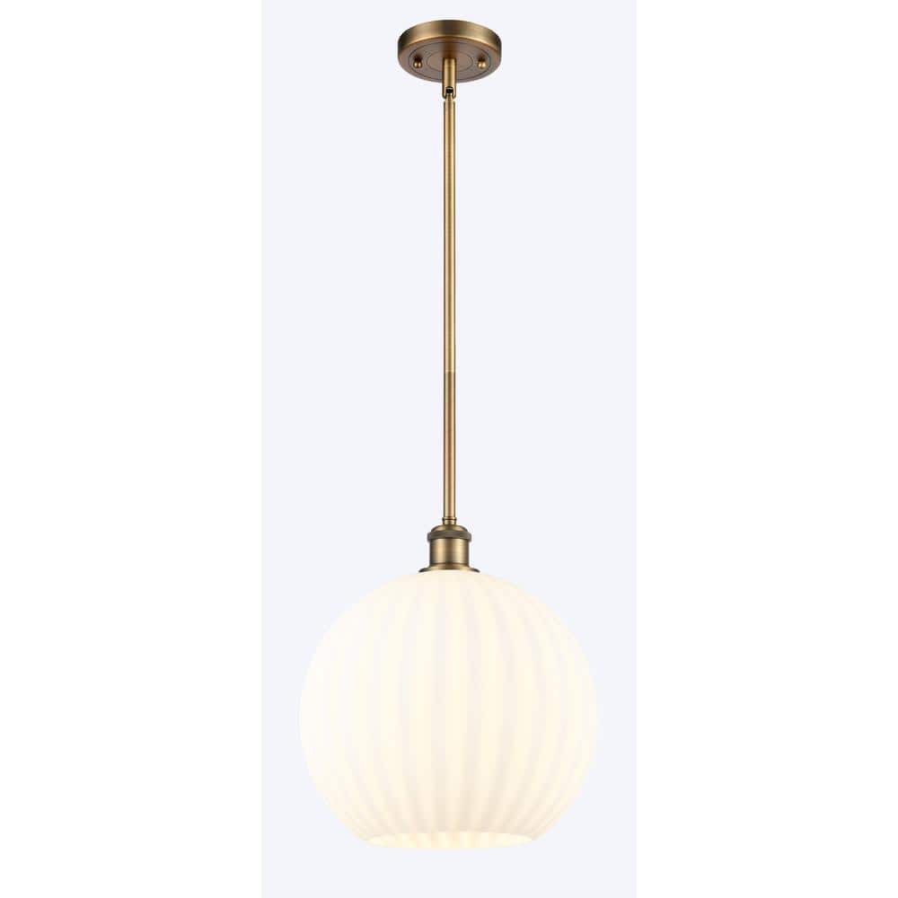 White Venetian 100-Watt 1-Light Brushed Brass Shaded Mini Pendant Light with Painted Glass Shade price history on PriceWatchPro