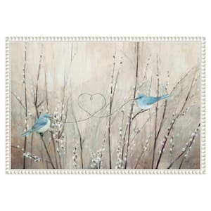 Pretty Birds Neutral String by Julia Purinton 1-Piece Floater Frame Giclee Home Canvas Art Print 16 in. x 23 in .