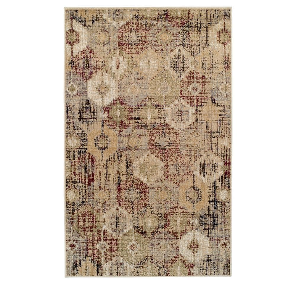 Arabella Gold and Beige Diamond Pattern Area Rug, 8' x 10'
