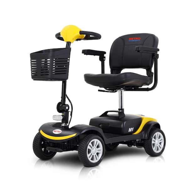 Unbranded 4-wheel outdoor compact, travel electric scooter with 300-Watt motor, suitable for adults and seniors, Yellow