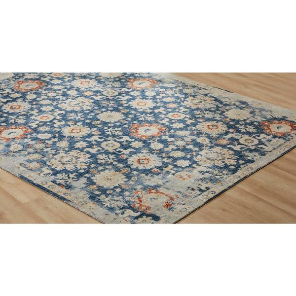 Rosemont 2 X 12 Blue Abstract Washable Area Rug