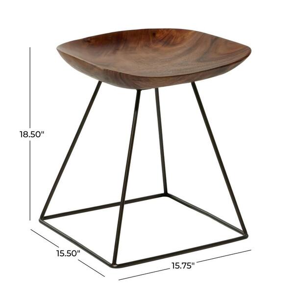 20 in. Brown Metal Stool with Black Metal Base