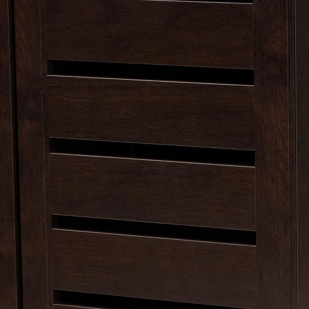 Adalwin Dark Brown 3-Door Wooden Shoe Storage Cabinet