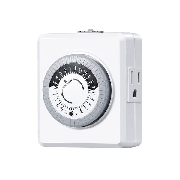 24 Hour Cycle Plug-in Mechanical Countdown Indoor Timer for Electrical Outlets, 30-Minute Intervals, 1Pack