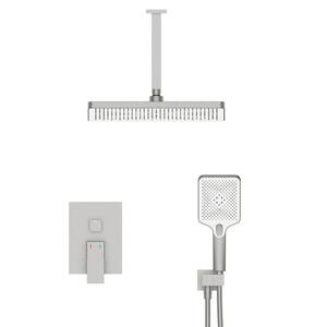 3-Spray Patterns with 1.8 GPM 12 in. Rainfall Shower Head Ceiling Mount Dual Shower Heads in Brushed Nickel