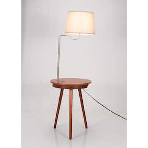 56 in. Coffee Wood Indoor Floor Lamp with Multi-Functional Design