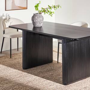 Modern Black Wood 68 in. Double Pedestal Dining Table, Seats 8