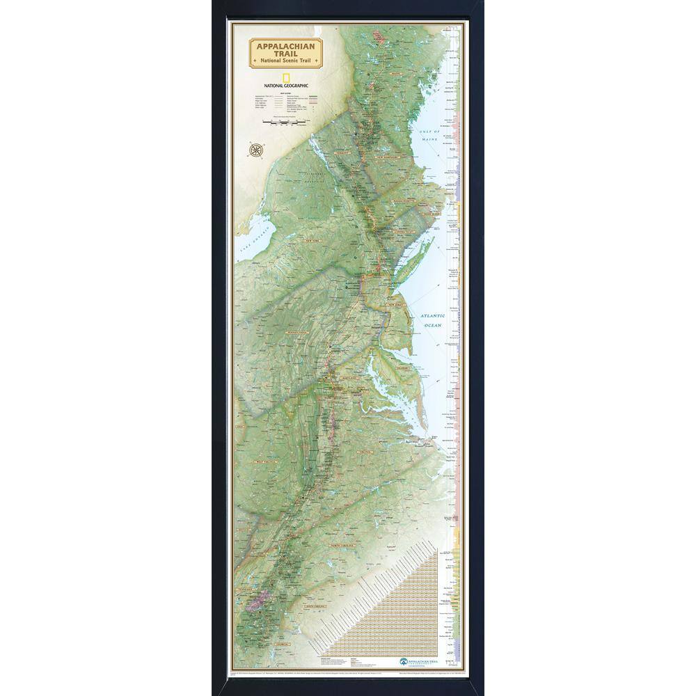 Appalachian Trail Map Framed Winding Hills Designs, Llc National Geographic Framed Interactive Wall Art  Travel Map With Magnets - Appalachian Trail Ng3026Np-Aptl - The Home Depot