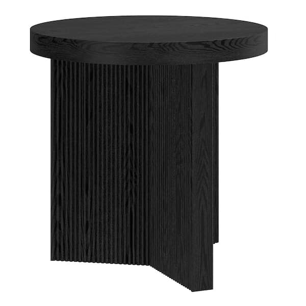 Holm 22 in. Black Grain Round MDF Top End Table