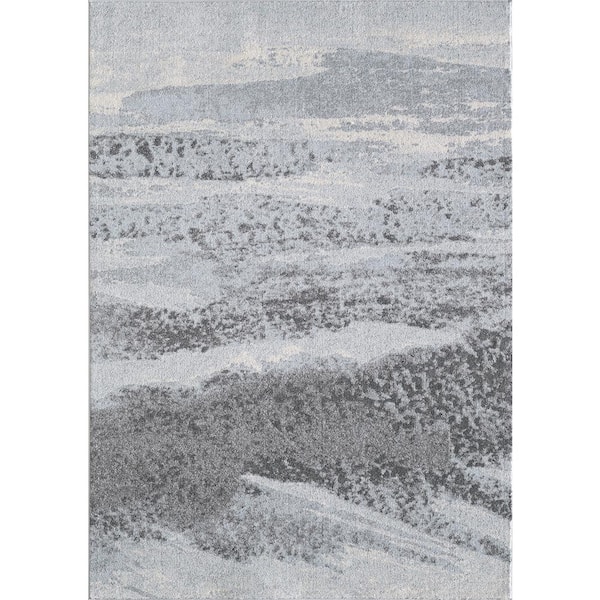 Kas Rugs Illusions Blue/Grey Mist 8 ft. x 10 ft. Abstract Area Rug