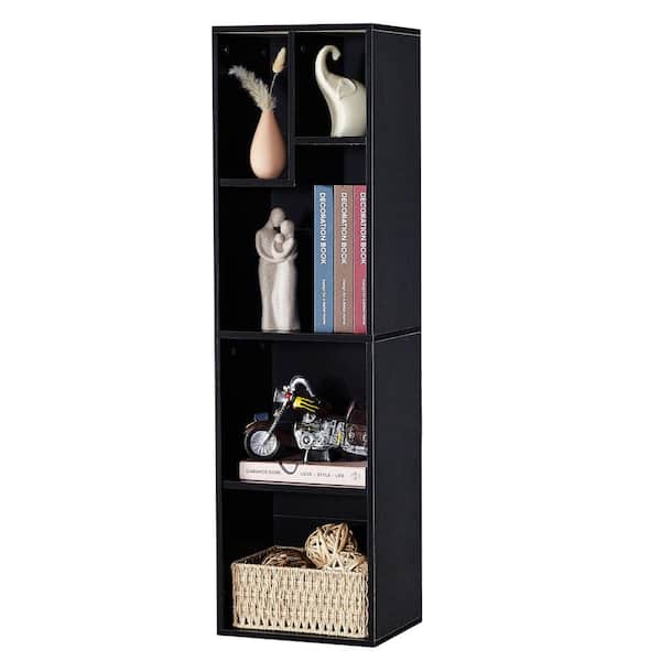 VECELO Simple Home 5-Tier Adjustable Shelf Bookcase，Black