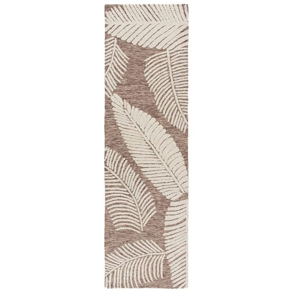 Jardin 2 ft. x 8 ft. Brown/Ivory Fuzzy Ferns Runner Rug