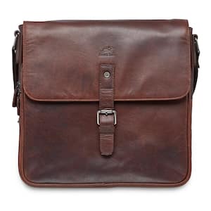 Buffalo Collection Brown Leather Messenger Bag for 12 in. Laptop