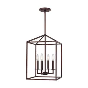 Perryton Small 12.25 in. 4-Light Bronze Modern Transitional Candlestick Hanging Pendant