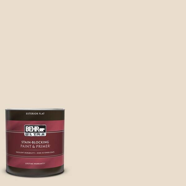 BEHR ULTRA 1 qt. ORW11 White Mocha Flat Exterior Paint & Primer