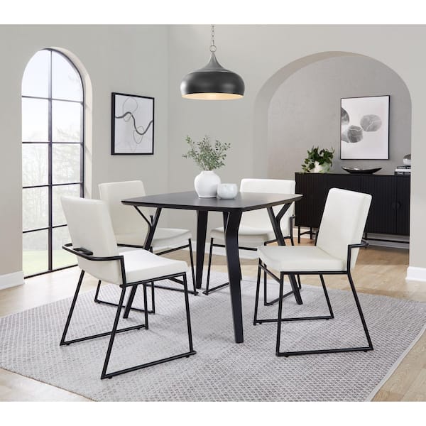 Lumisource Dutchess Black Metal and Cream Velvet Dining Chair (Set of 2)