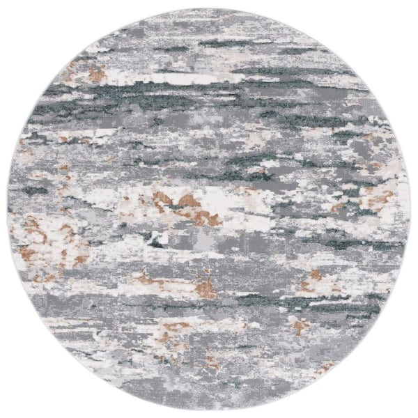 SAFAVIEH Alenia Gray/Blue 7 ft. x 7 ft. Sedimentary Marble Round Area Rug
