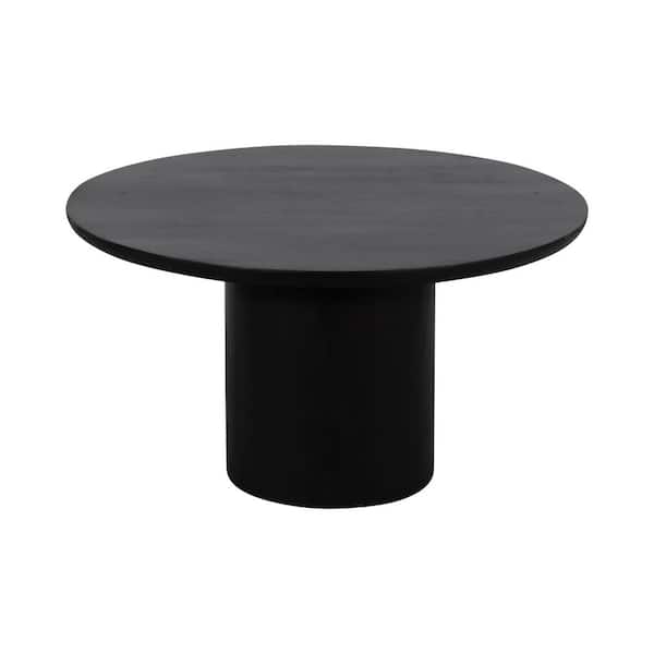 Liv & Skye 32 in. Black Oval Mango Wood Minimalist Coffee Table