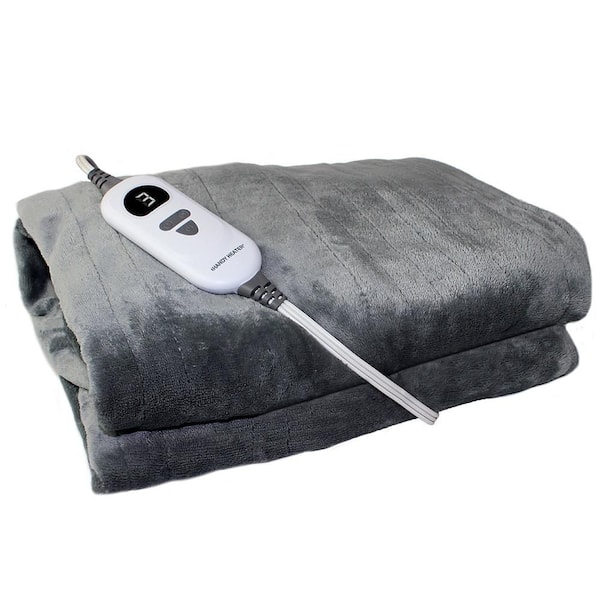 50 in. x 60 in. Heated Throw Blanket with 5 Heat Settings in Grey