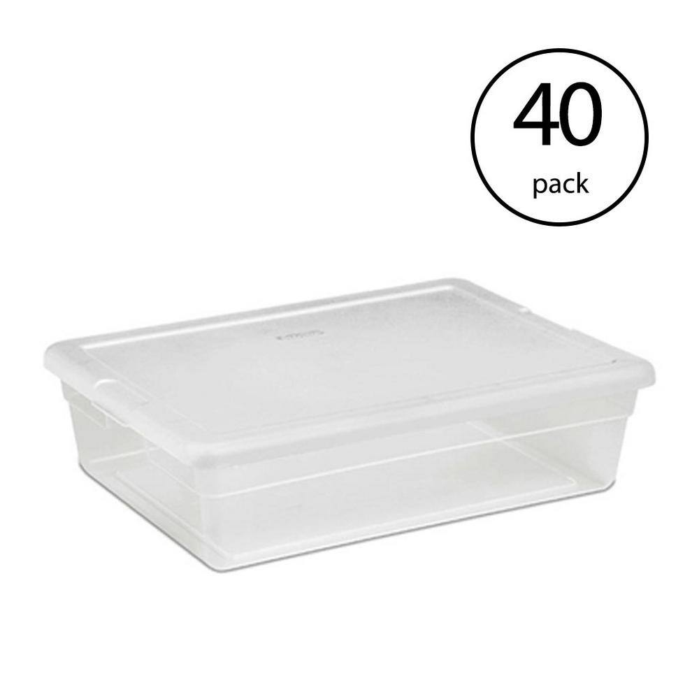 Sterilite 58 Qt Storage Box Clear Base White Lid Set of 8
