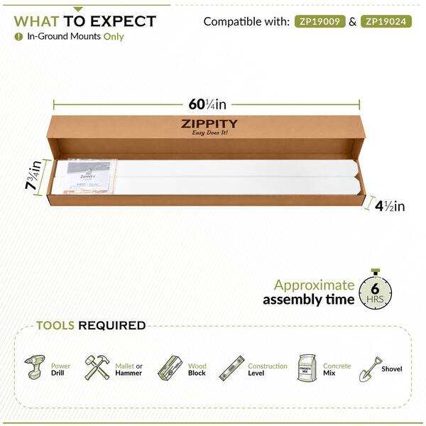 Zippity Outdoor Products 1.75 in. x 3.25 in. x 58 in. White Vinyl