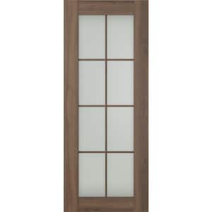 Vona 8-Lite 18 in. x 80 in. No Bore Solid Core Frosted Glass Pecan Nutwood Prefinished Composite Wood Interior Door Slab