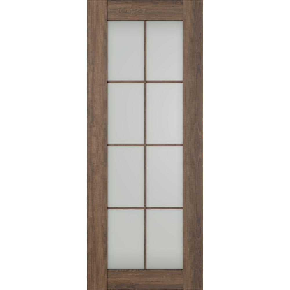 Vona 8-Lite 36 in. x 80 in. No Bore Solid Core Frosted Glass Pecan Nutwood Prefinished Composite Wood Interior Door Slab price history on PriceWatchPro