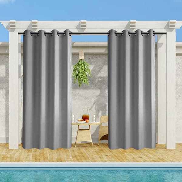 Cortina Exterior UFAMILUK Impermeable De 180x215 Cm, Antracita, Protección UV 50+, Con Ojal De Acero Inoxidable, Para Pérgolas, Terrazas Y Jardines