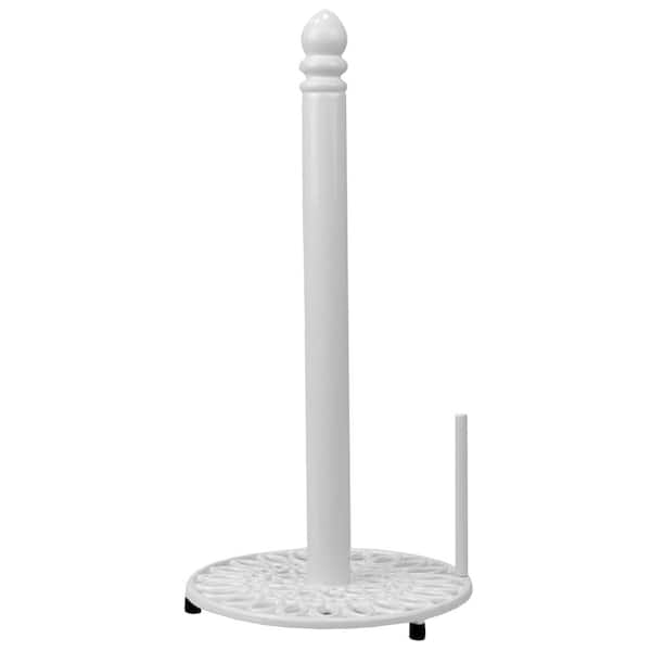 Home Basics Heavy-Weight Cast Iron Free Standing Paper Towel Holder with  Dispensing Side Bar in White HDC63933 - The Home Depot