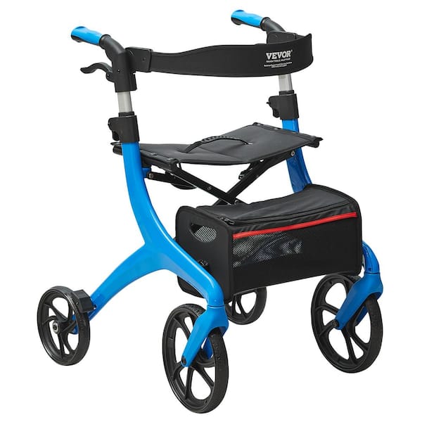 VEVOR Folding Rollator Walker 300 lbs. Load 4-Wheel Rolling Mobility ...