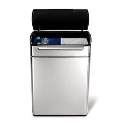 48-Liter Fingerprint-Proof Brushed Stainless Steel Touch-Bar Recycling Trash Can