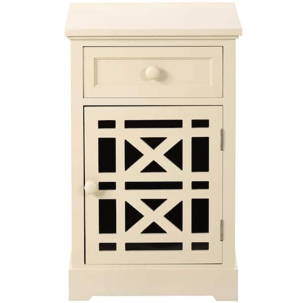 LUCKY ONE Borg 15.6 in. Beige Standard Rectangle MDF End Table with Drawer and Hidden Storage Area and Cube Room