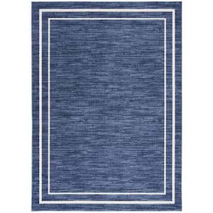 Essentials Navy/Ivory 5 ft. x 7 ft. Solid Contemporary Indoor/Outdoor Area Rug