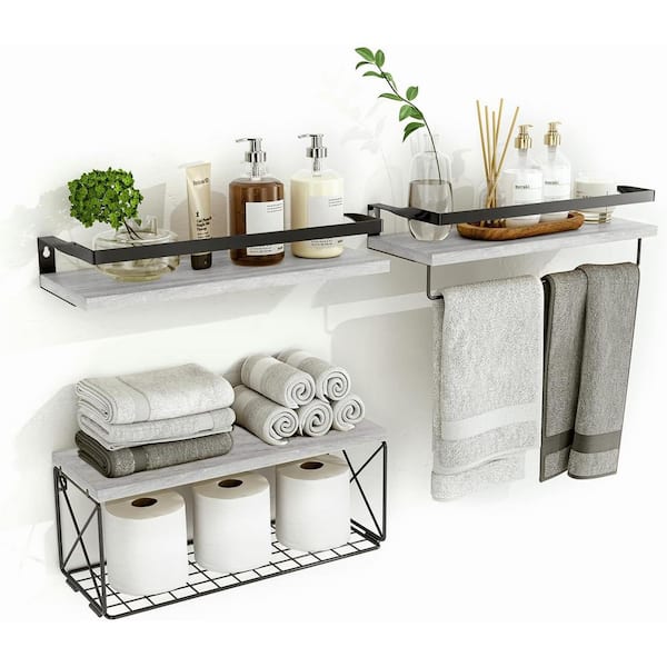 Cubilan 6 in. W x 16 in. D Gray Decorative Wall Shelf, Wall Mounted Floating Shelves
