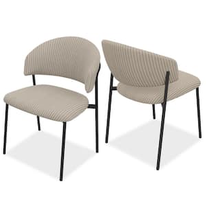 Gray Corduroy Upholstered Dining Chairs with Metal Legs(Set of 2 Gray Chairs)