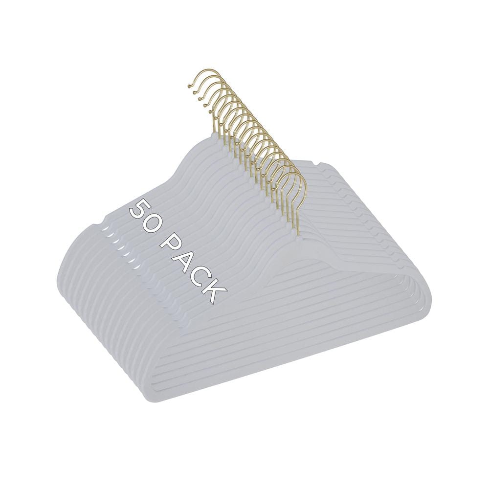 50 Pack Slim Velvet Gold Hook Hangers in White price history on PriceWatchPro